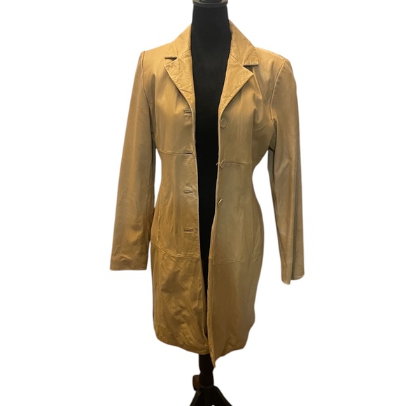 Distressed camel-colored Wilsons Leather, Jacket,coat,trench coat,jacket,small - Picture 3 of 9